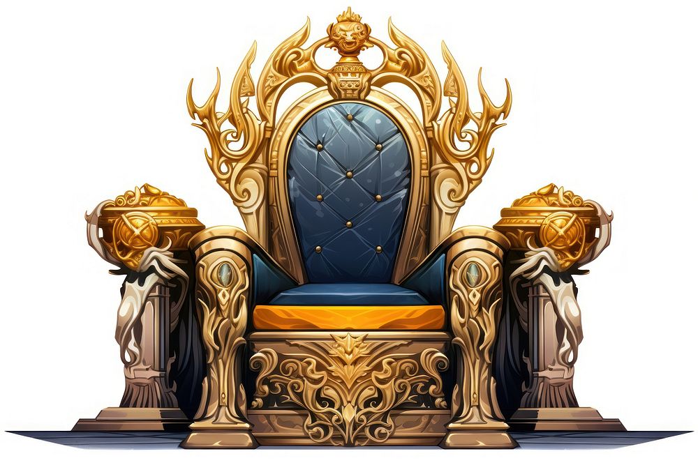 Throne furniture gold white background. AI generated Image by rawpixel.
