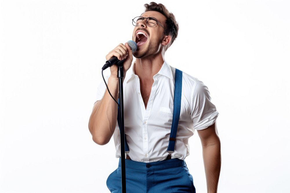 Singing microphone shouting portrait. AI generated Image by rawpixel.