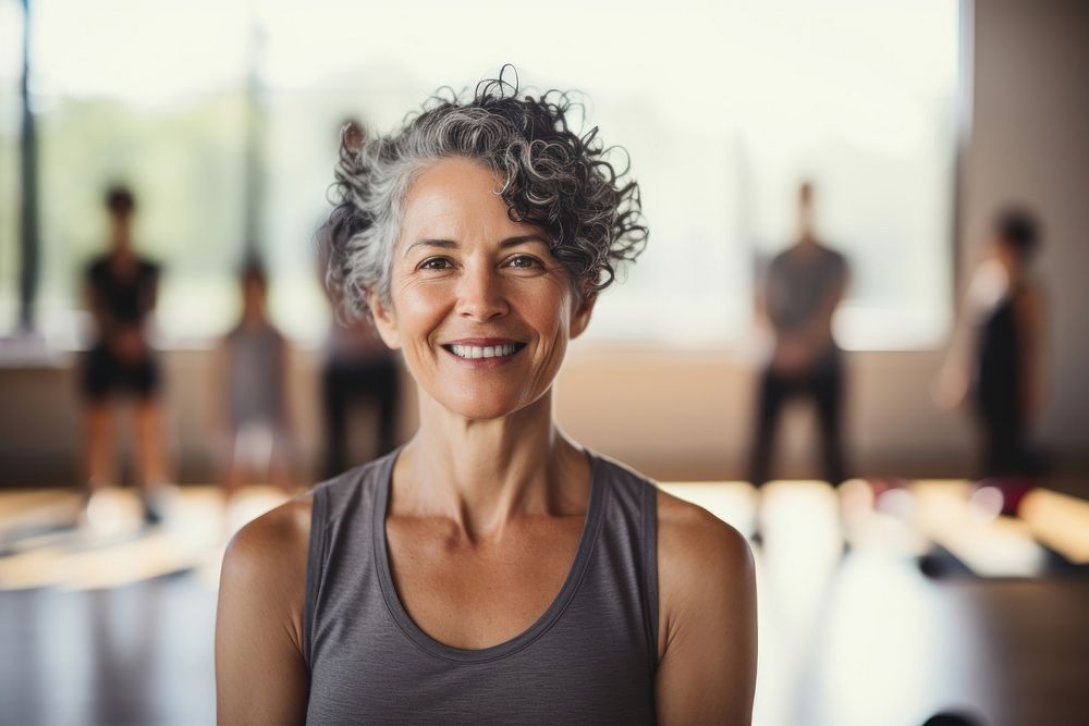 Smile adult woman yoga. AI generated Image by rawpixel.