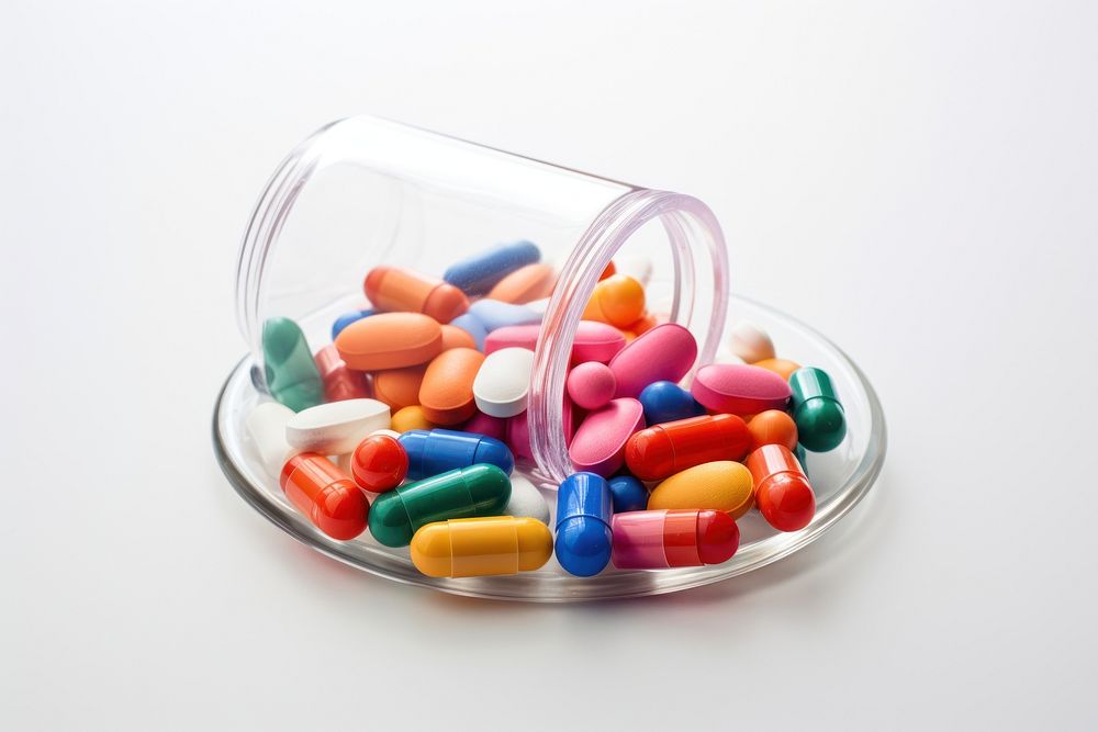 Medicine pills capsule medication container. AI generated Image by rawpixel.