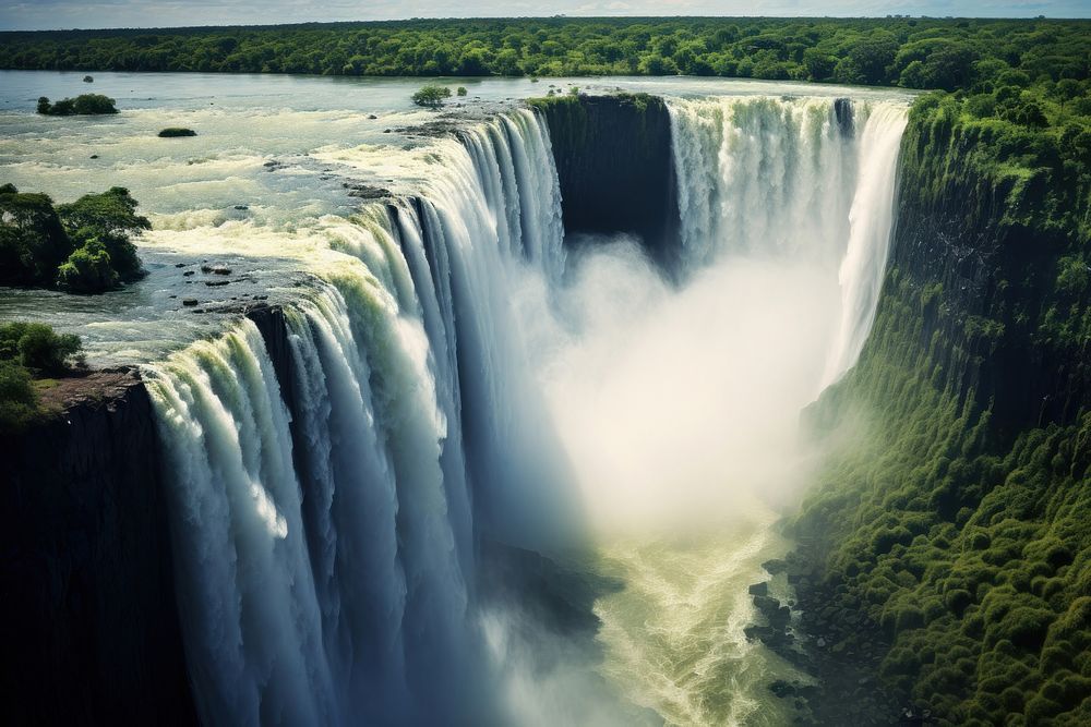 Victoria Falls waterfall outdoors nature. AI generated Image by rawpixel.