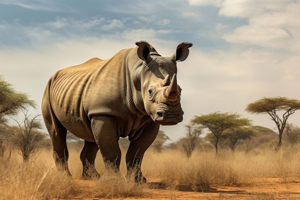 Afican Rhino grassland wildlife outdoors. 