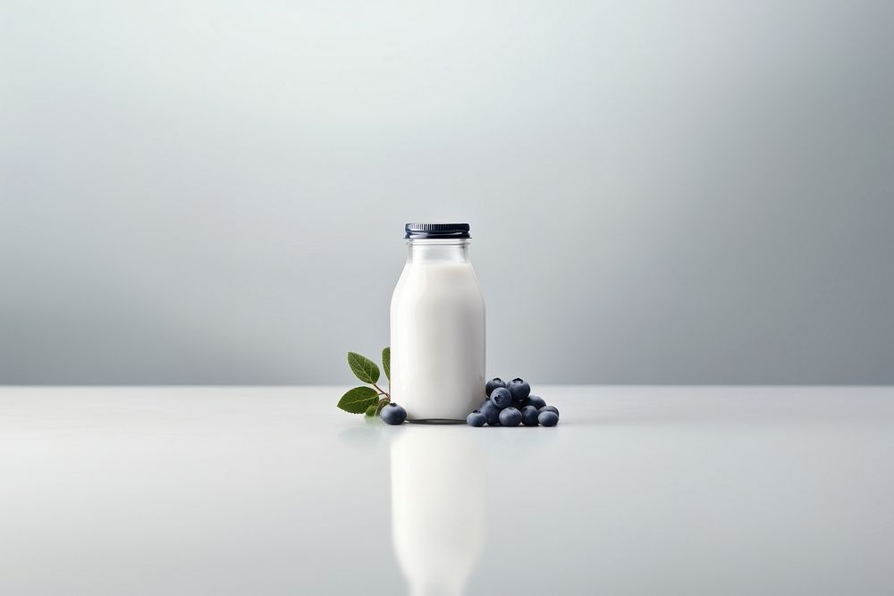 Blueberry bottle dairy plant. AI generated Image by rawpixel.