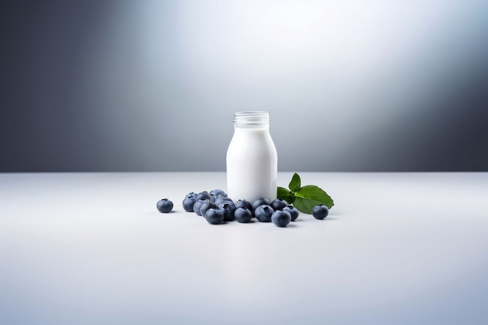 Blueberry bottle fruit dairy. AI generated Image by rawpixel.