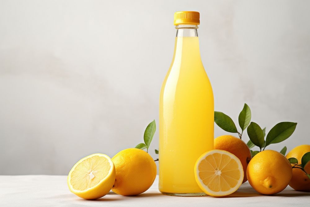 Lemon juice bottle fruit. 