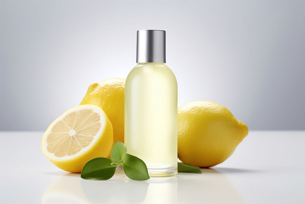 Lemon bottle perfume fruit. AI generated Image by rawpixel.
