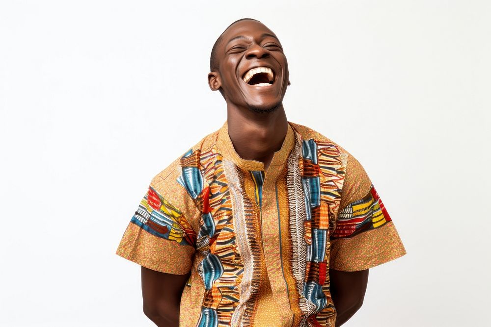 African dress laughing adult man. AI generated Image by rawpixel.