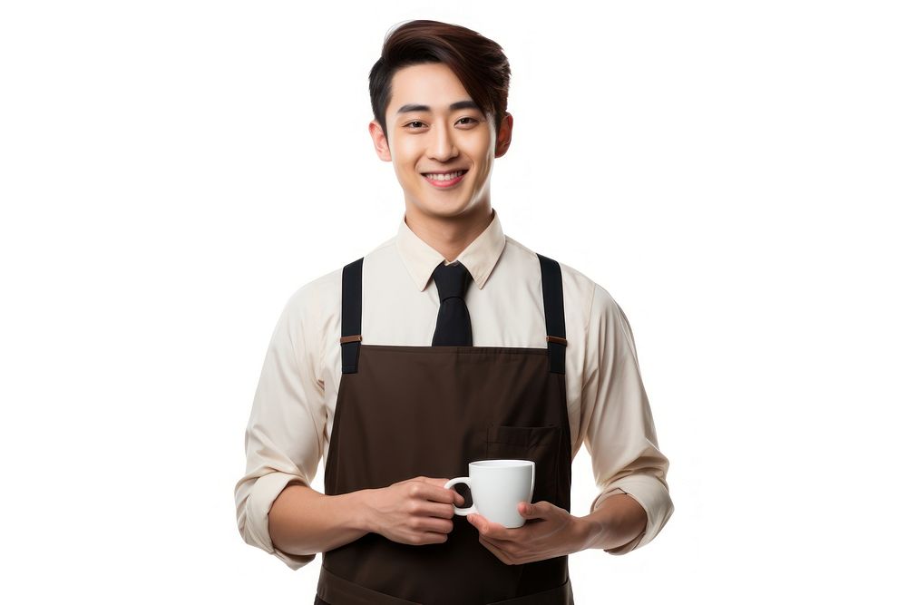 Asian barista smiling waiter coffee. AI generated Image by rawpixel.
