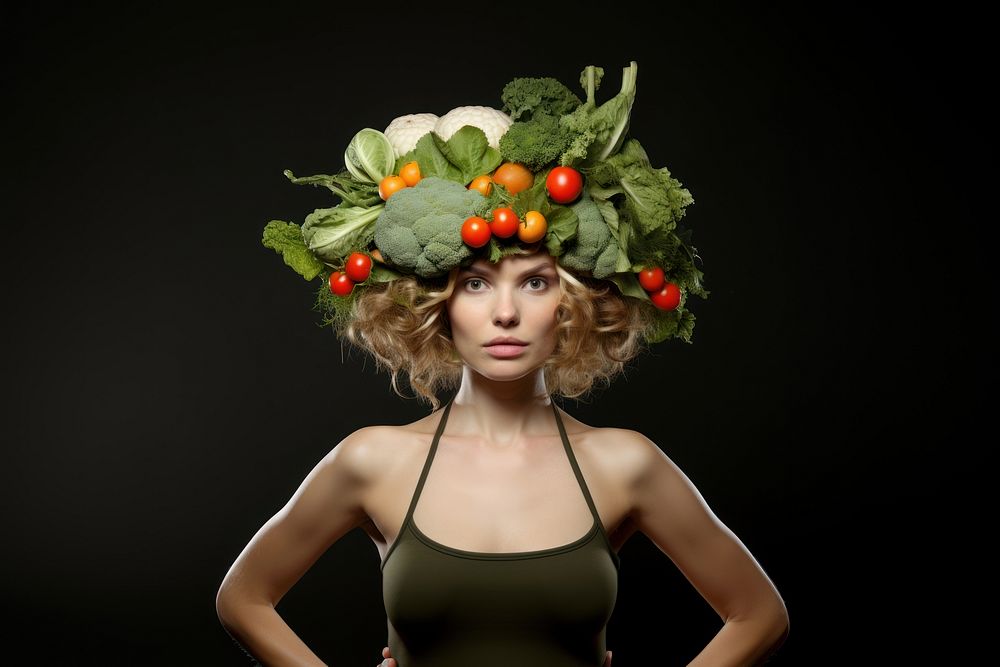 Vegetarian diet portrait adult plant. AI generated Image by rawpixel.