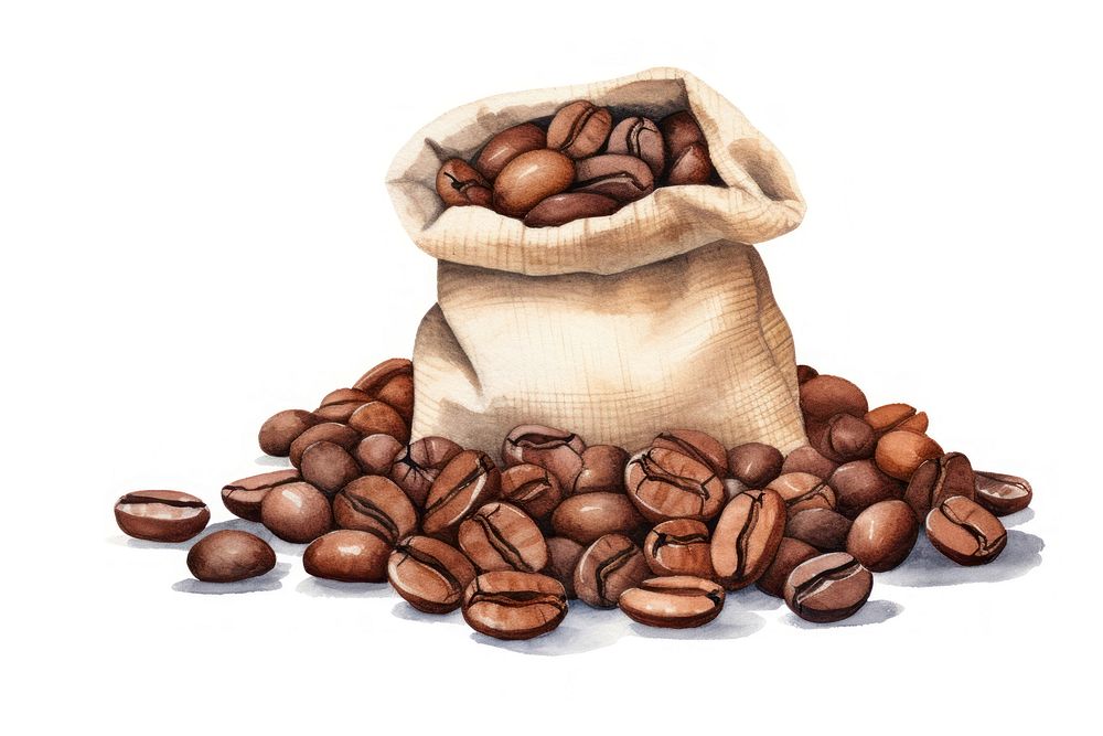 Coffee beans bag white background freshness. 