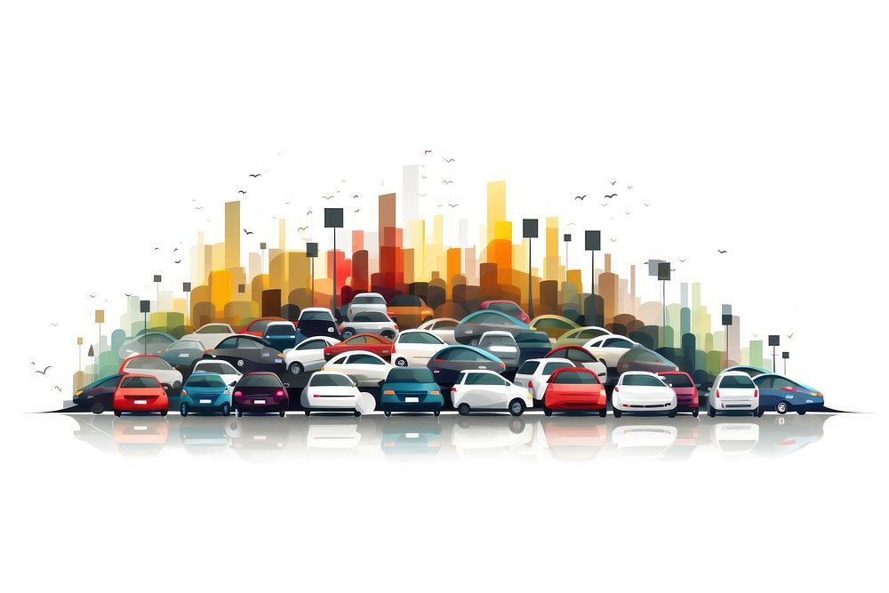 Traffic jam vehicle car white background. AI generated Image by rawpixel.