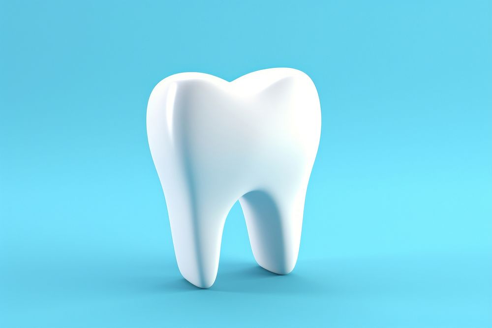 3D tooth on blue background. AI generated image by rawpixel.