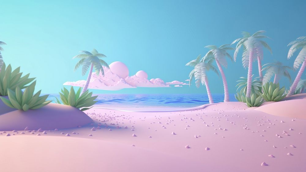 3d render background of a cartoon style of a dreamy pastel beach. AI generated Image by rawpixel. 