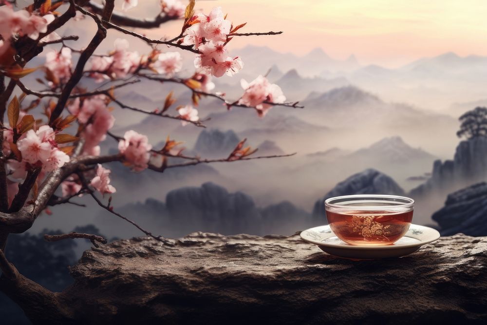 Chinese tea background outdoors nature flower. 