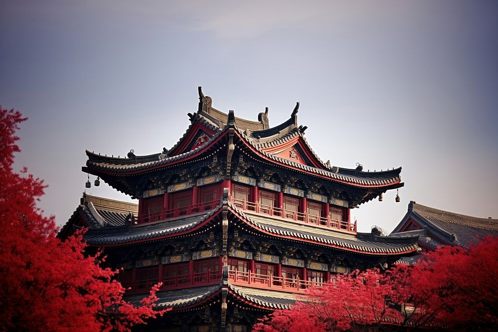 Chinese architecture building mansion pagoda. 