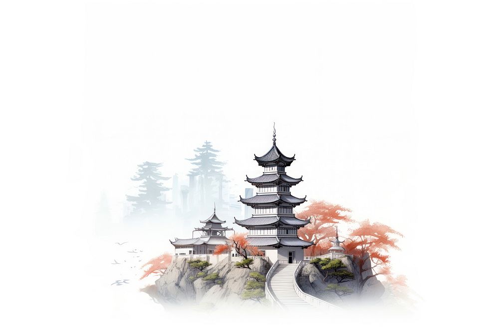 Chinese architecture building outdoors pagoda. AI generated Image by rawpixel.