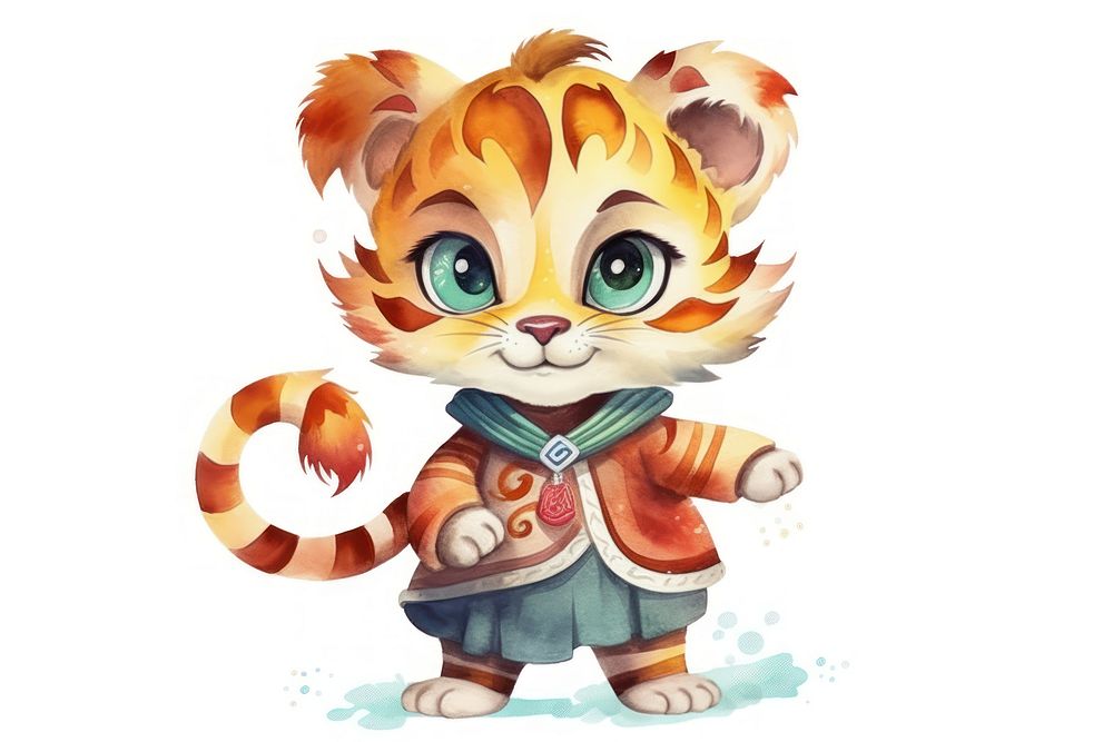 Cartoon tiger cute representation. AI generated Image by rawpixel.