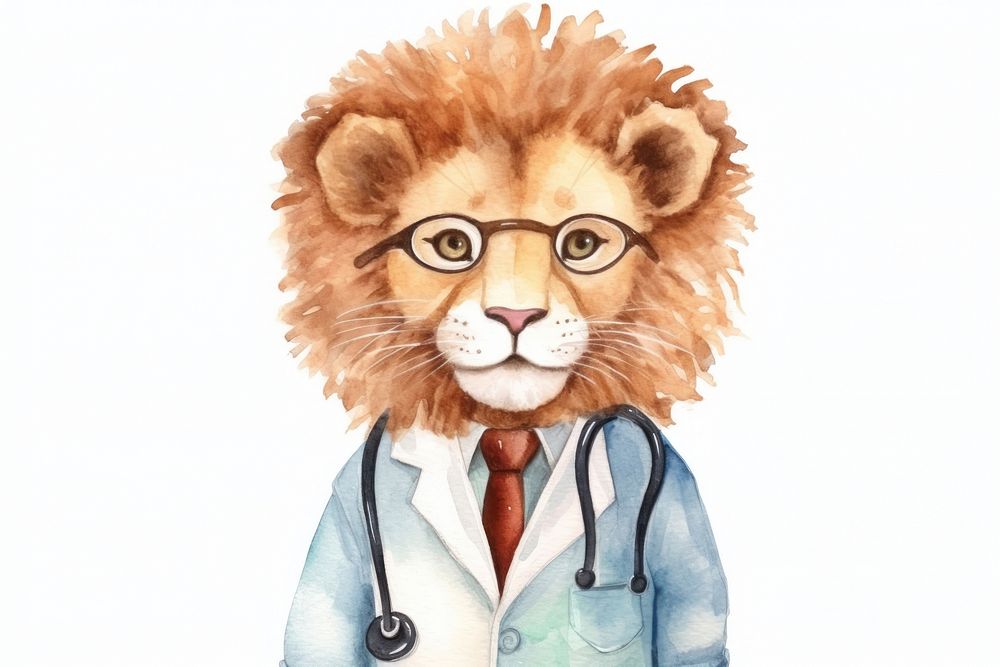 Lion doctor veterinarian representation stethoscope. AI generated Image by rawpixel.