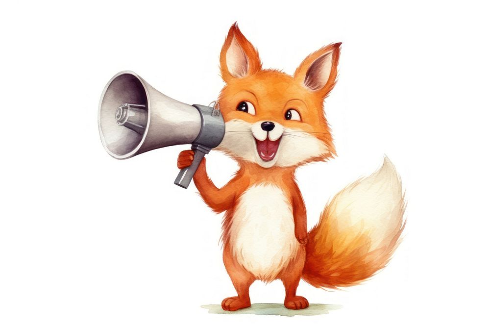 Fox holding megaphone animal mammal pet. 