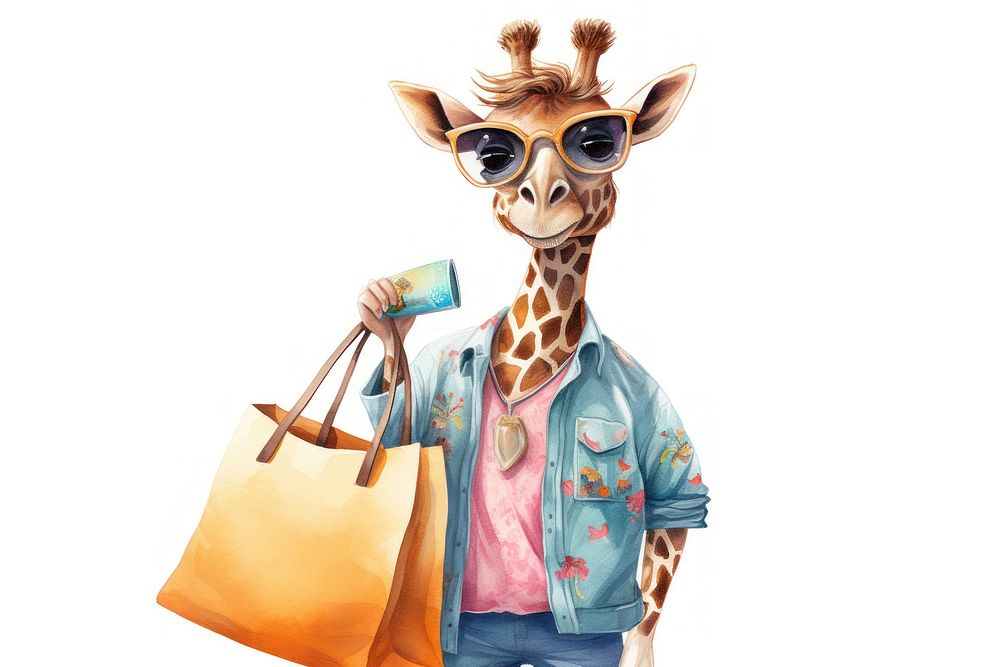 Giraffe shopping bag sunglasses handbag. AI generated Image by rawpixel.