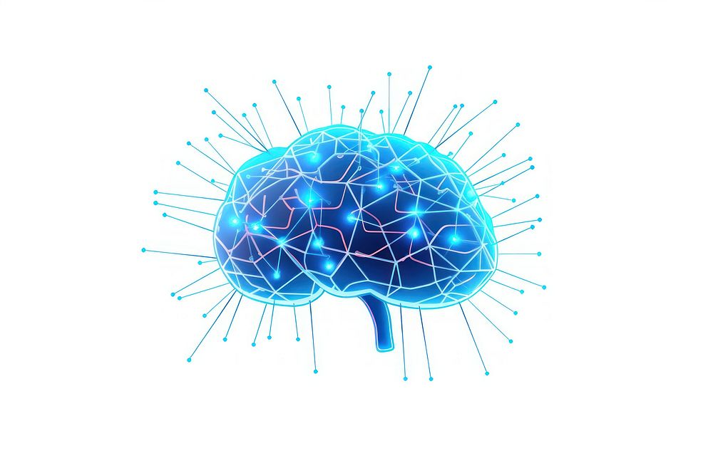 A neuralink brain wire drawing line blue. AI generated Image by rawpixel.