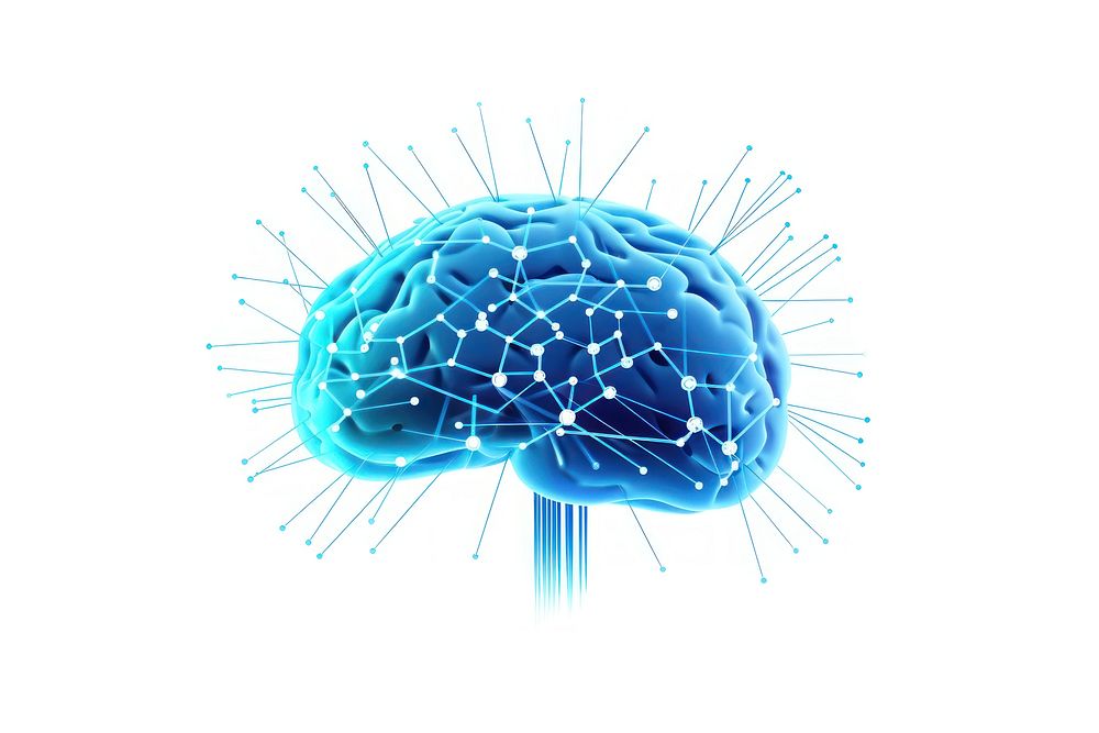 A neuralink brain wire blue white background cyberspace. AI generated Image by rawpixel.