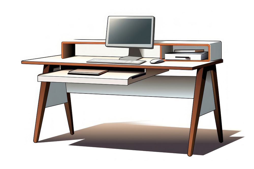 Desk furniture computer table. AI generated Image by rawpixel.