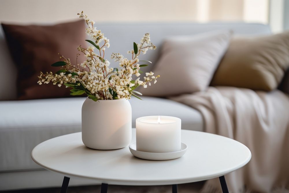 Candle furniture cushion scented. AI generated Image by rawpixel.