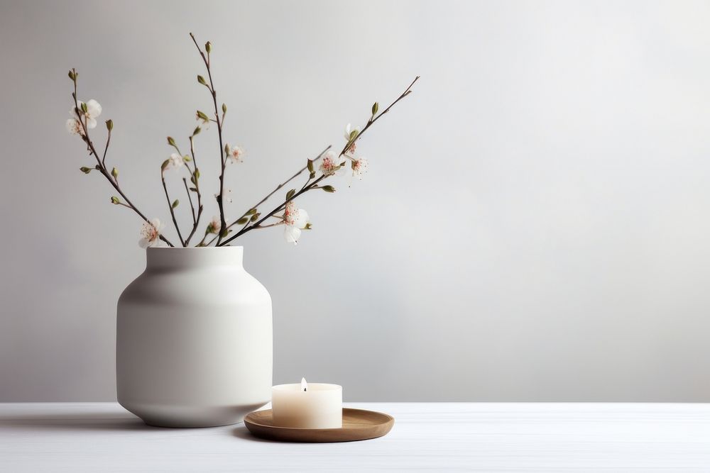 Candle vase flower table. AI generated Image by rawpixel.