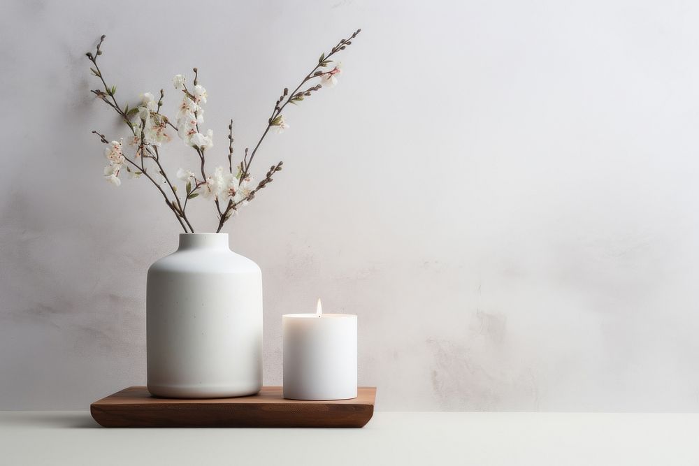 Candle vase flower table. AI generated Image by rawpixel.