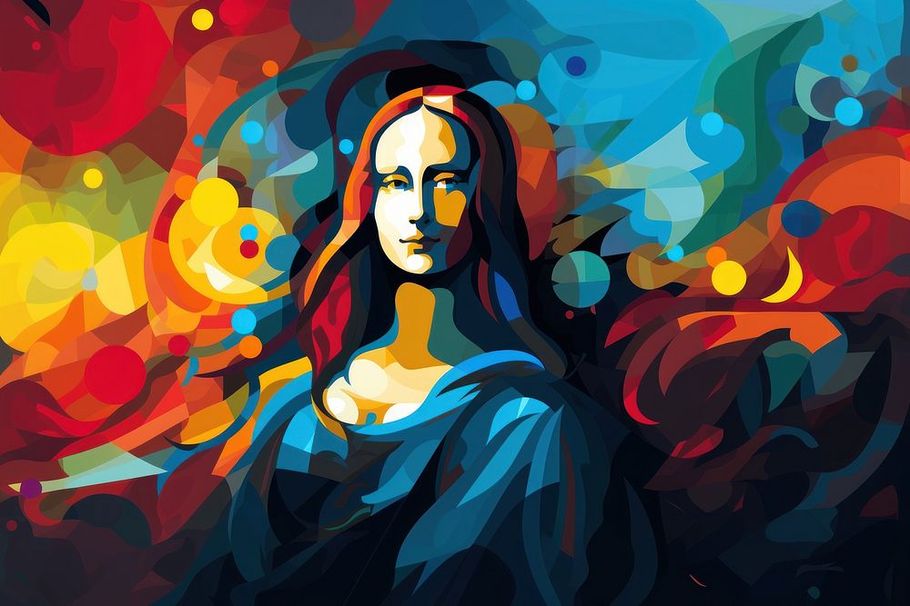 Abstract mona lisa painting portrait adult. AI generated Image by rawpixel.