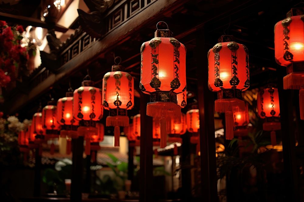 Asian house lanterns festival spirituality architecture. AI generated Image by rawpixel.