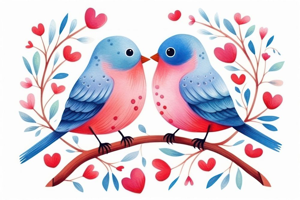 Love birds animal togetherness creativity. AI generated Image by rawpixel.