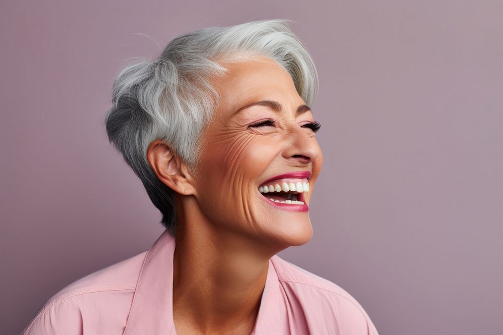 Beautiful elderly senior laughing portrait smiling. AI generated Image by rawpixel.