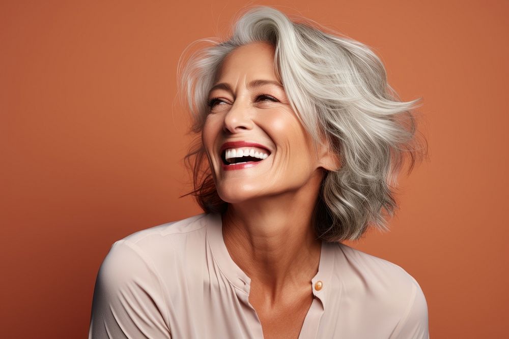 Beautiful elderly senior laughing portrait smiling. 