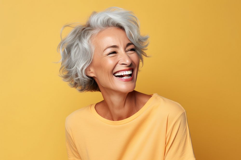 Beautiful elderly senior laughing portrait smiling. AI generated Image by rawpixel.