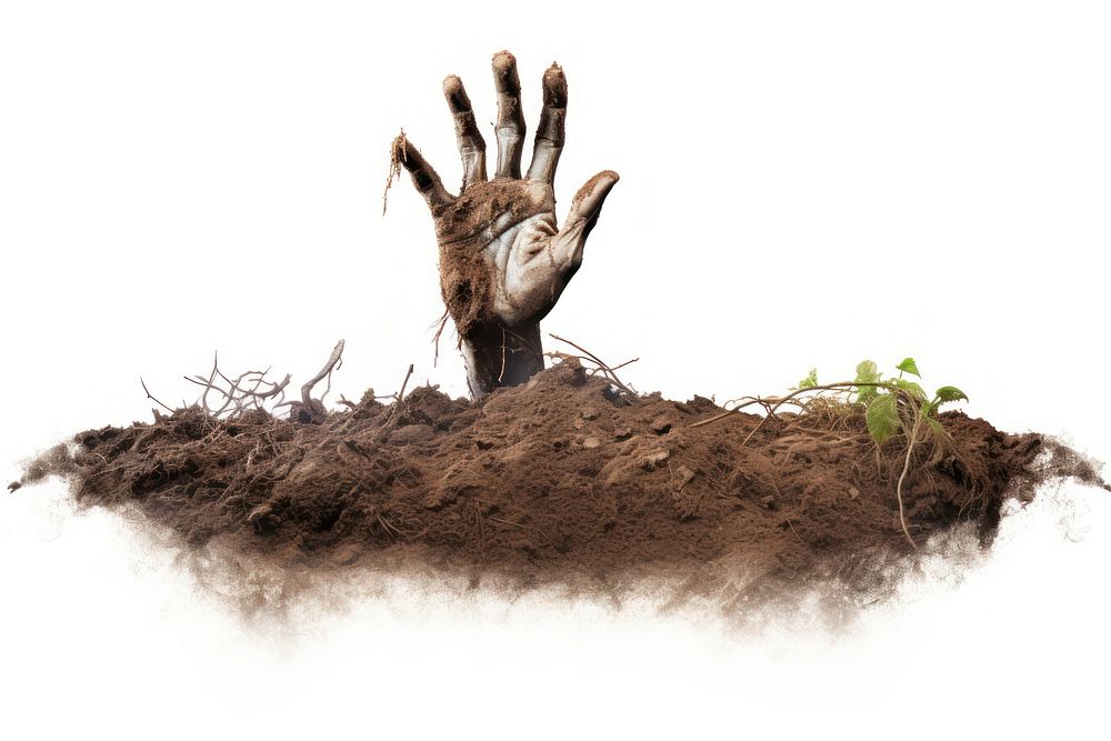 Dead hand soil white background electronics. AI generated Image by rawpixel.