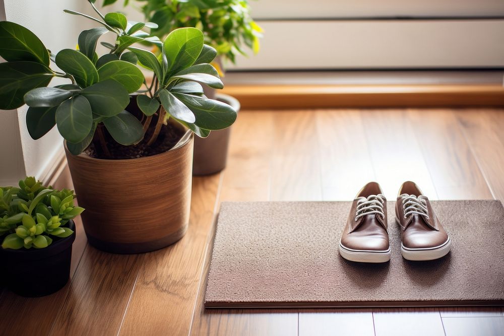 Welcome Mat plant shoe wood. AI generated Image by rawpixel.