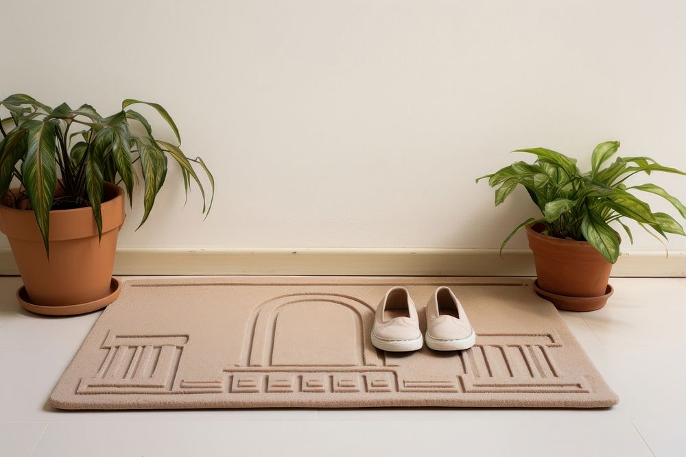 Beige house mat shoe footwear architecture. AI generated Image by rawpixel.