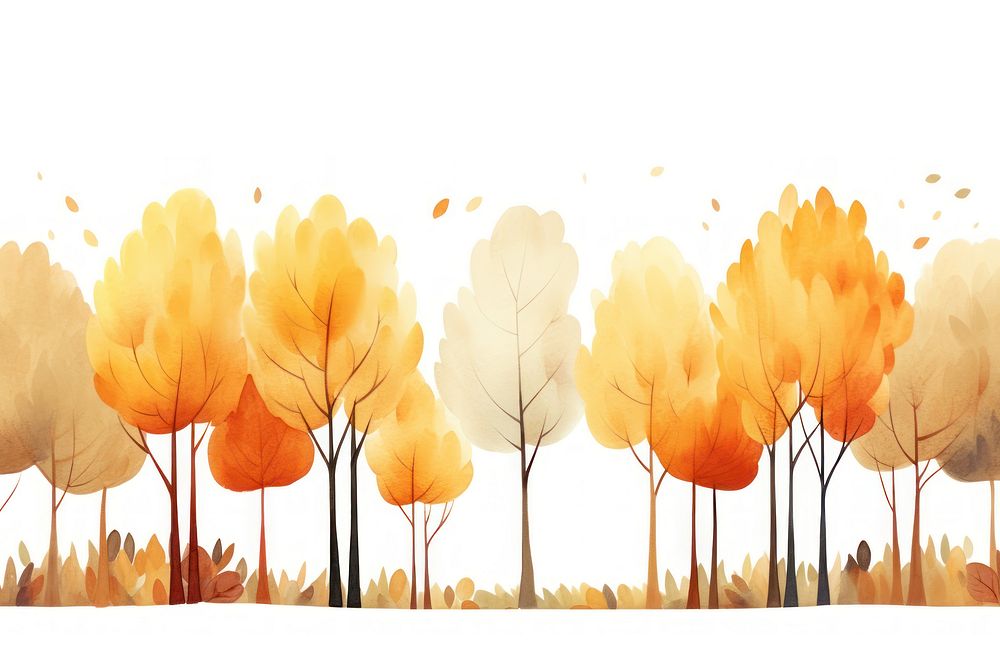 Fall forest outdoors nature white background. 