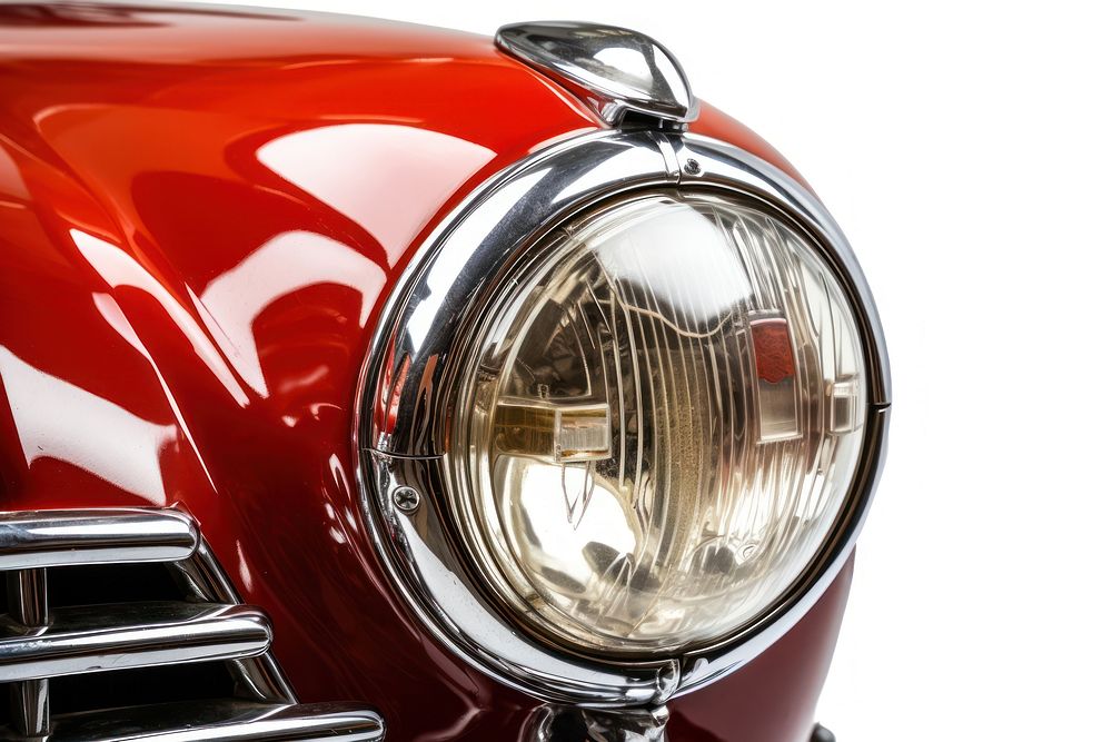 Old round headlight vehicle car white background. AI generated Image by rawpixel.