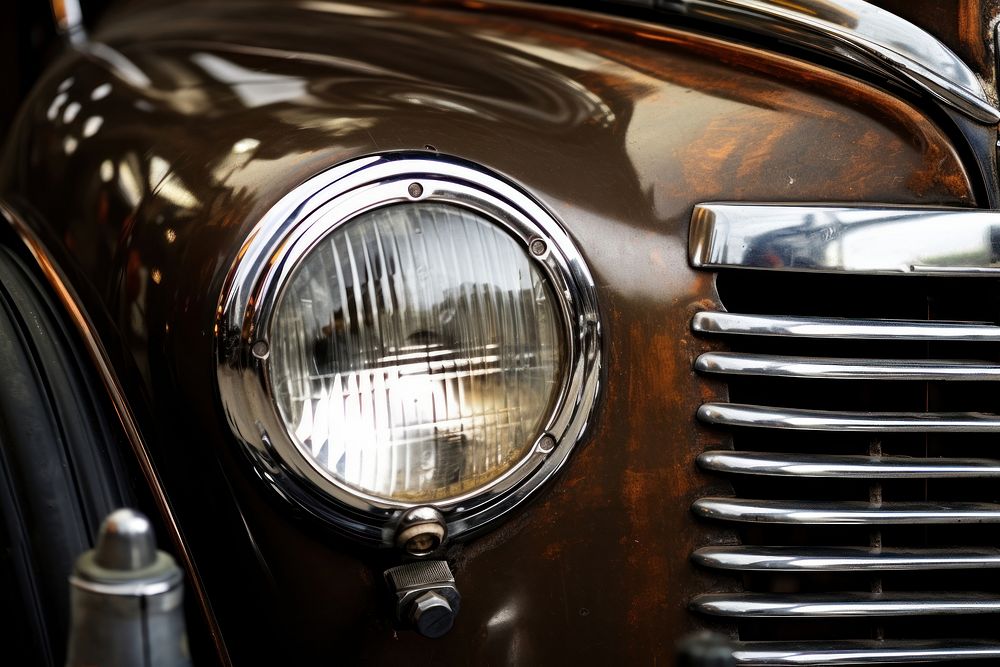 Old round headlight vehicle car old. AI generated Image by rawpixel.