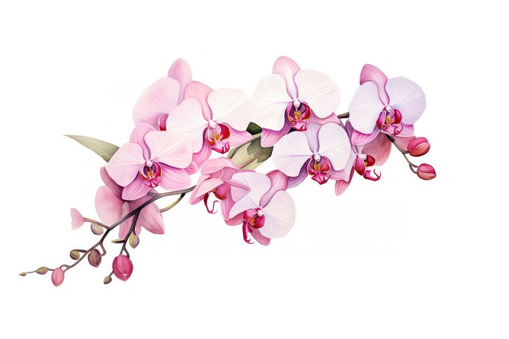 Orchids watercolor blossom flower plant. 