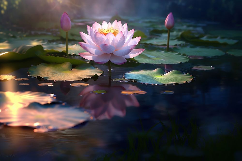 Lotus flower outdoors blossom nature. 