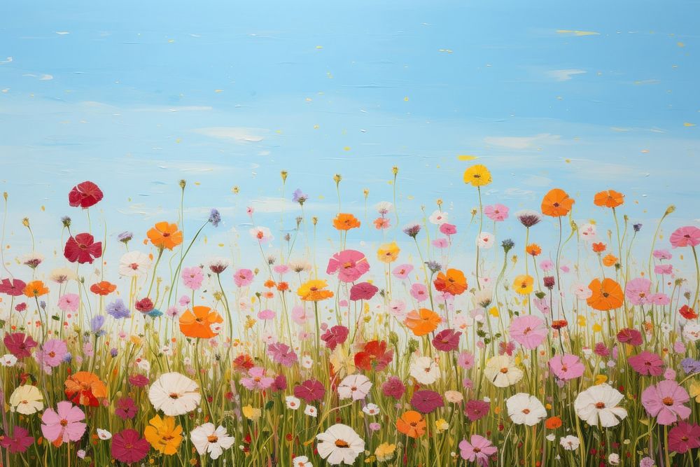 Flower field landscape grassland. AI generated Image by rawpixel.