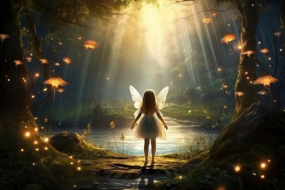 Little angel sunlight outdoors nature. AI generated Image by rawpixel.