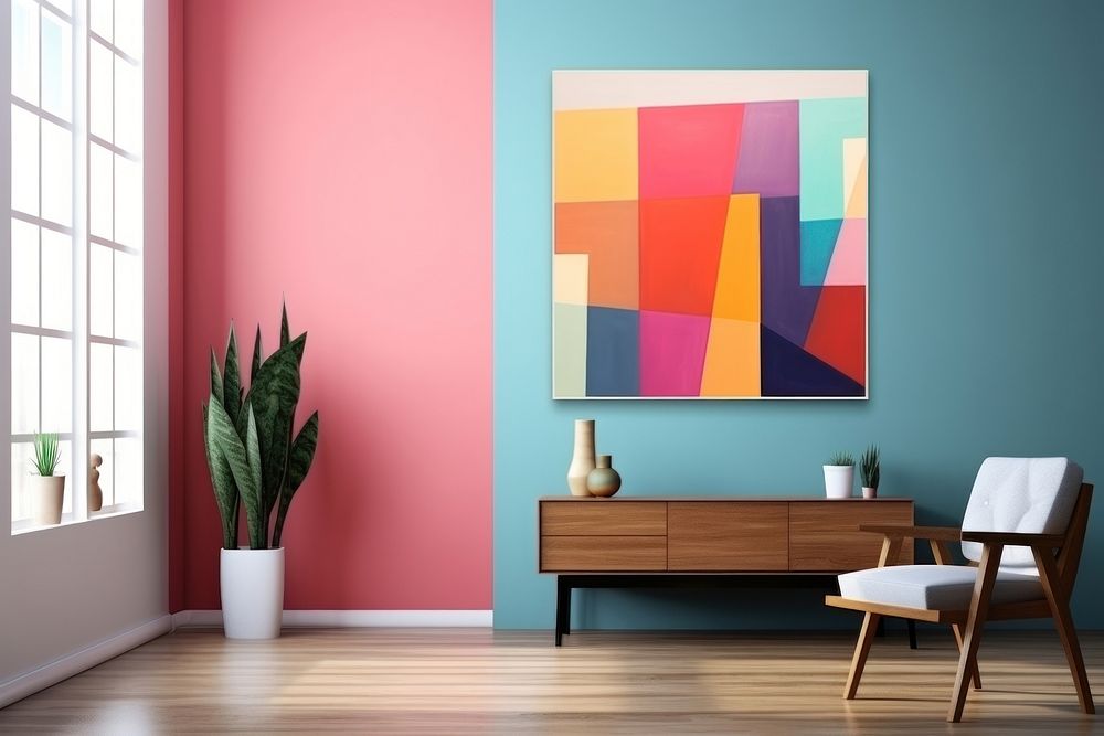 Art canvas interior furniture painting vibrant color. 