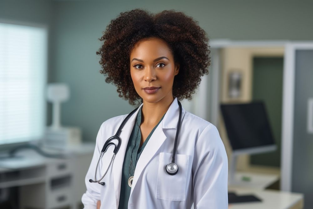 Female African American doctor portrait standing adult. AI generated Image by rawpixel.