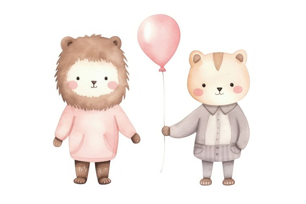 Cute animal couple balloon nature love. AI generated Image by rawpixel.