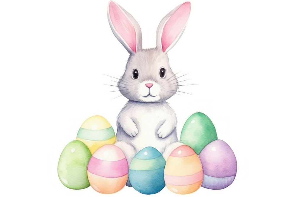 Easter rabbit egg animal white background. 